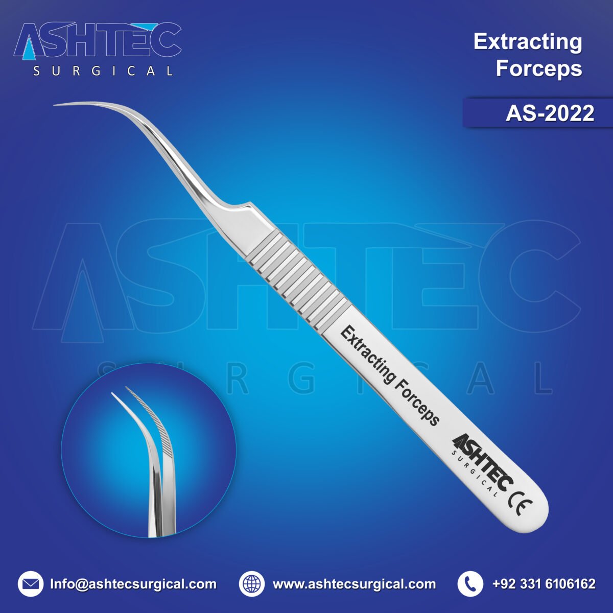 FUE Extracting Forceps With (Curved) Shape – AS-2022 - Image 1