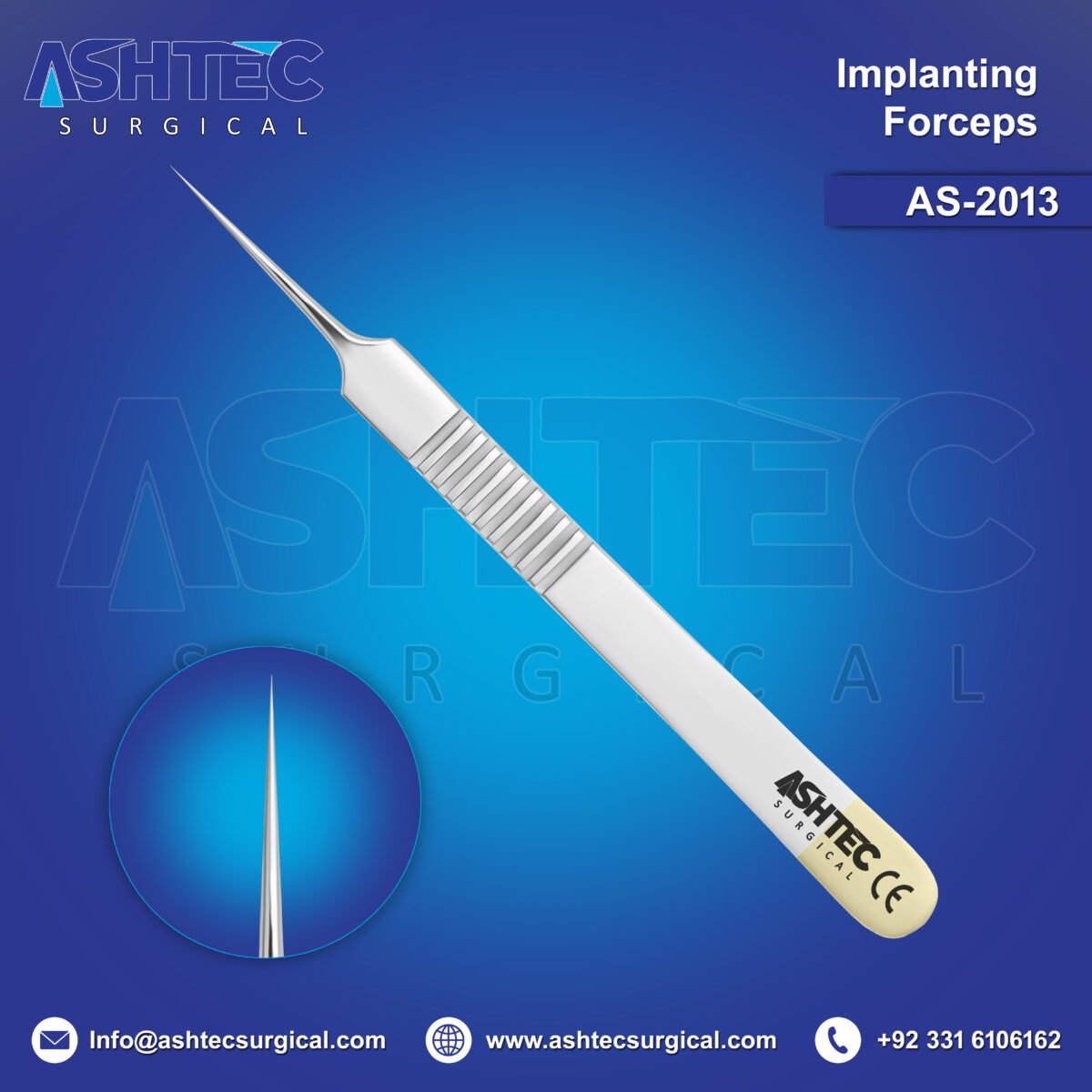 Hair Implanting Forceps, Straight, 11cm, Sharp Tip, Half Gold Color Ended Coated, Finish ( AS-2013) - Image 1