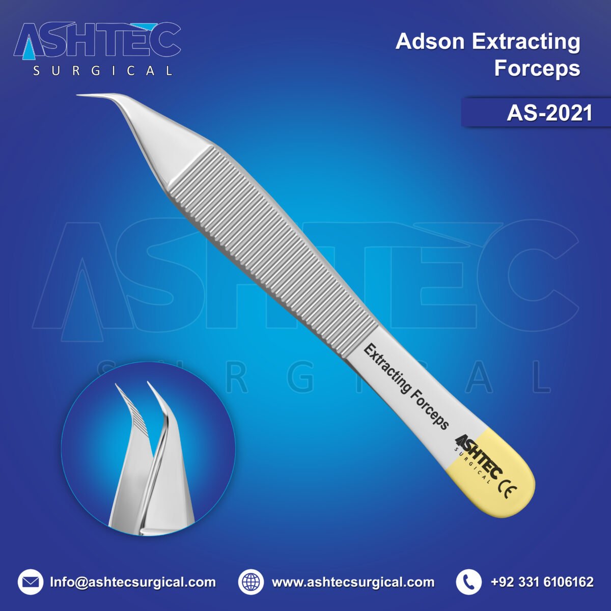 Hair Extracting Forceps (Adson) with Soft Serrations, 45° Angled with 7mm Tip, 12cm, Mirror Finish, Ended Half Gold Coating (AS-2021) - Image 1