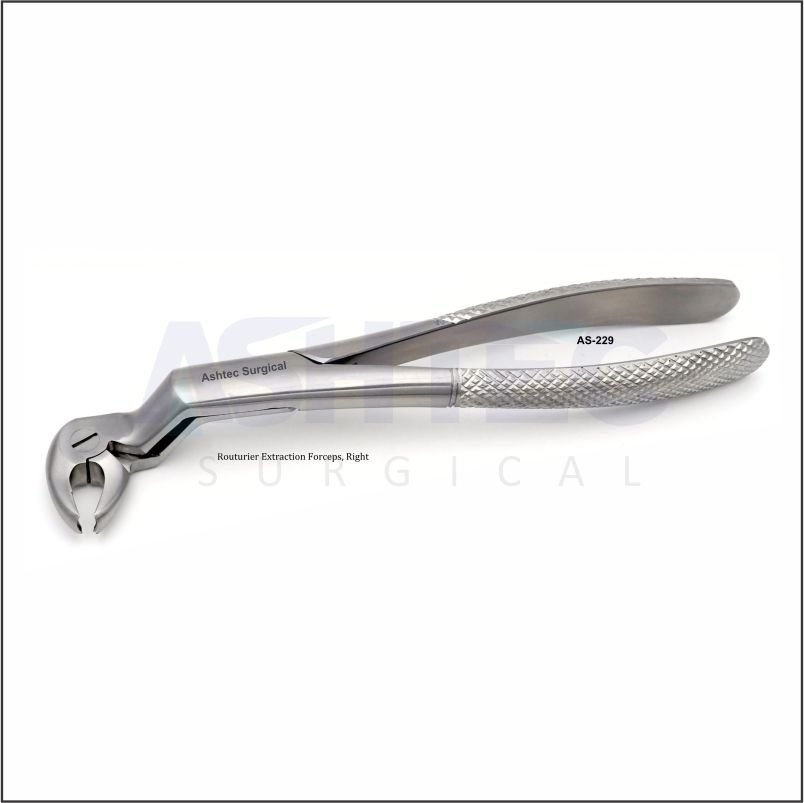 AS-229 Routurier Extracting Forceps, Serrated, Right - Image 1