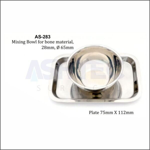 Mixing Bowl with Plate for Bone Material, 28mm, 65mm & Plate Size 75mm x 112mm