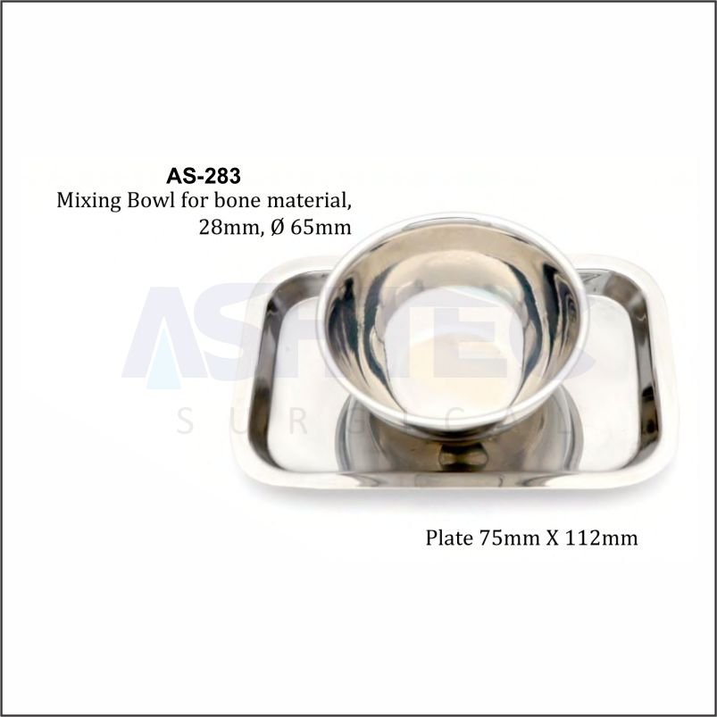 AS-283 Mixing Bowl with Plate for Bone Material, 28mm, 65mm & Plate Size 75mm x 112mm - Image 1