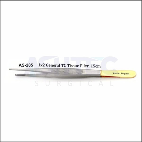 General TC Tissue Plier, 1x2 Teeth, 15cm