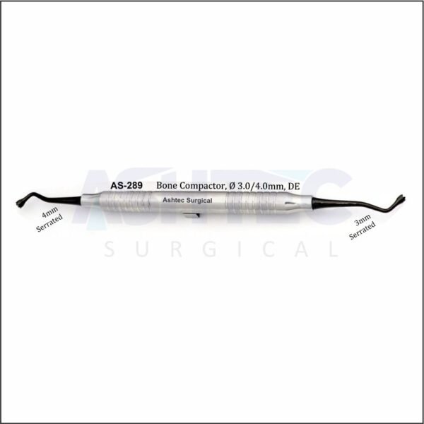 Bone Compactor, 3.0/4.0mm Serrated Dia, Double Ended, Black Line