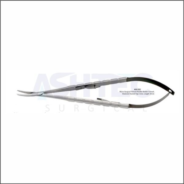 Micro Surgical Velvart Needle Holder, Curved, DD, 1mm Tip, 18cm