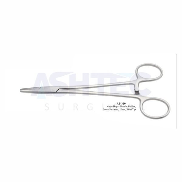 Mayo-Hegar Needle Holder, Cross Serrated, 3.0mm Tip, 16cm