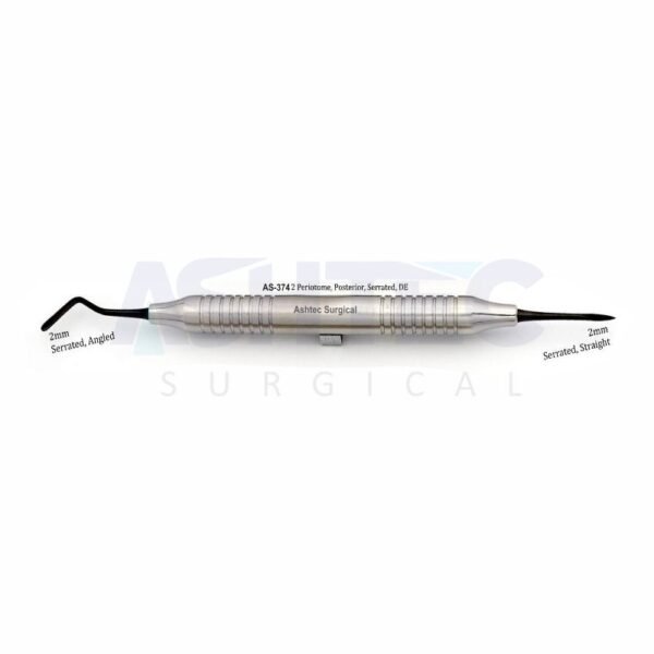 2 Periotome, Posterior, Serrated, 2mm Angled & 2mm Straight, DE, BLACK LINE
