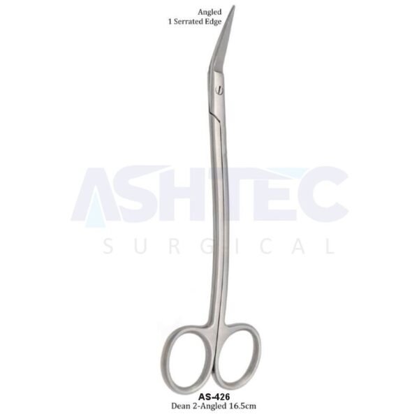 Dean Dissecting Scissors, 16.5cm, Angled, 1 Serrated Blade, 1 Ring GP