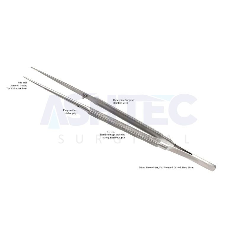 AS-447 Micro Plier, Straight, 0.5mm Fine Tip, 18cm, DD - Image 1