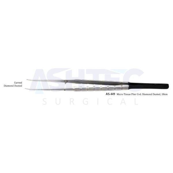 Micro Plier, Curved, 1.0mm Fine Tip, Plain Platform, 18cm, DD, Black Line