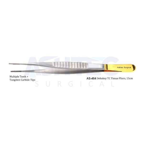 Debakey Plier, T/C, Multiple Teeth, 1.5mm Tip, Straight, 15cm