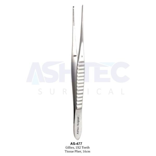 Gillies Tissue Plier, 1x2 Teeth, 16cm