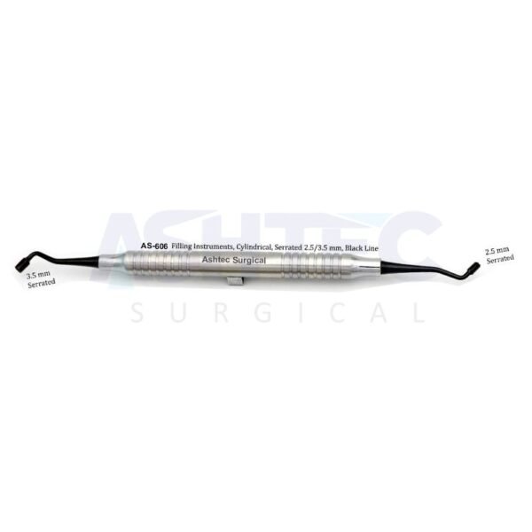 Cylindrical Filling Instrument, Serrated, 2.5mm/3.5mm, DE, BLACK LINE