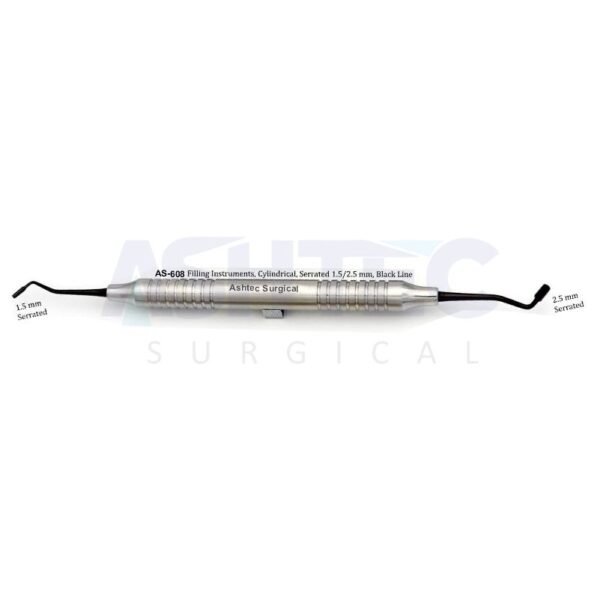 Cylindrical Filling Instrument, Serrated, 1.5mm/2.5mm, DE, BLACK LINE