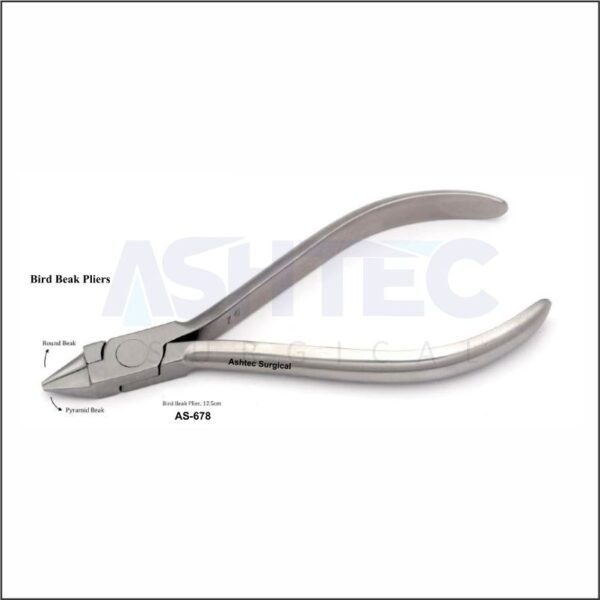 Bird Beak Orthodontic Plier, Upper Round & Lower Pyramid Beaks, 12.5cm