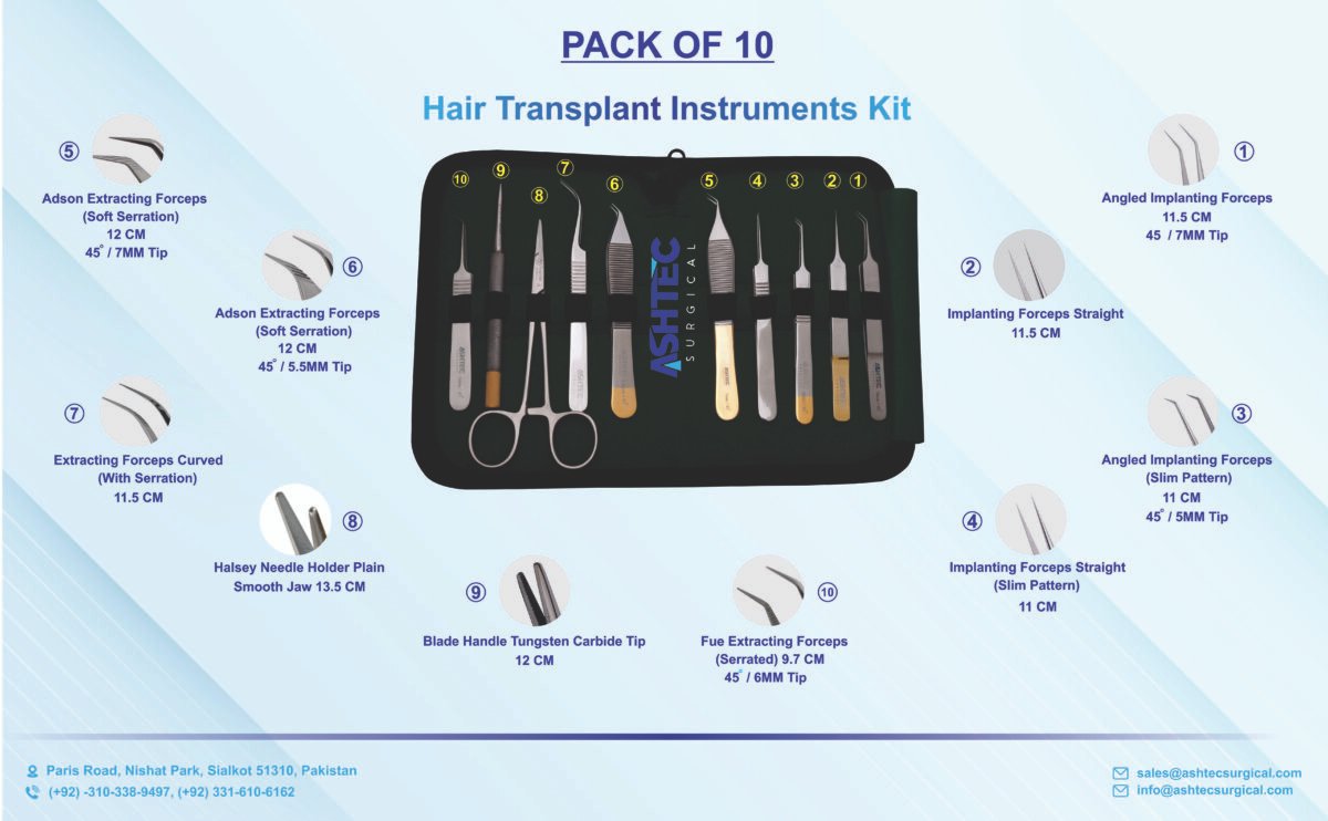 Hair Transplant Instrument Kit (Pack of 10) - Image 1